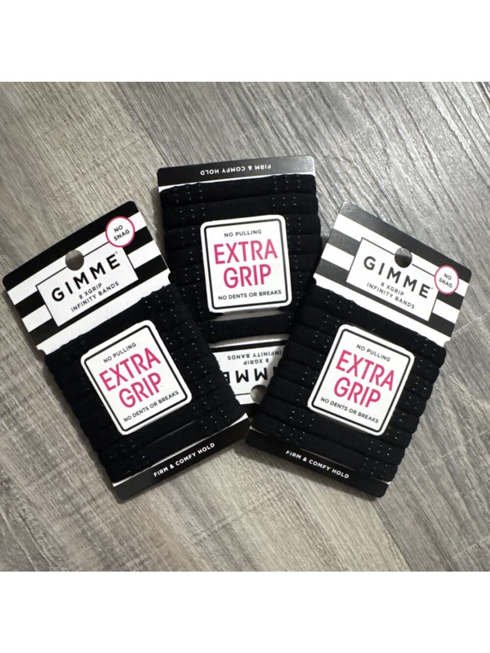 Gimme No Snag Black Ponytail Holders Extra Grip Firm Comfy Hold